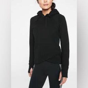 Athleta Black Criss Cross Pinnacle Hoodie Top Tulip Hem Cotton Women’s Medium M